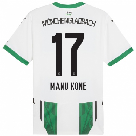 Kandiny Bambino Maglia Manu Koné #17 Bianco Verde Kit Gara Home 2024/25 Maglietta