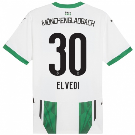 Kandiny Kinderen Nico Elvedi #30 Wit Groen Thuisshirt Thuistenue 2024/25 T-Shirt