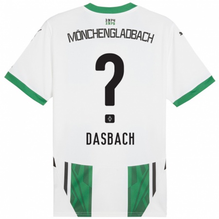 Kandiny Kinderen Yannik Dasbach #0 Wit Groen Thuisshirt Thuistenue 2024/25 T-Shirt