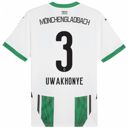 Kandiny Kinderen Joshua Uwakhonye #3 Wit Groen Thuisshirt Thuistenue 2024/25 T-Shirt