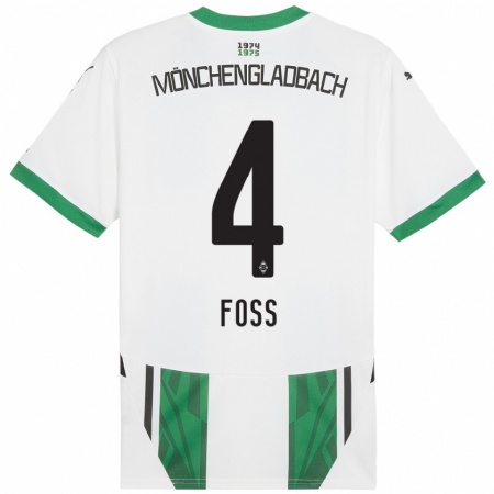 Kandiny Kinderen Jonathan Foss #4 Wit Groen Thuisshirt Thuistenue 2024/25 T-Shirt