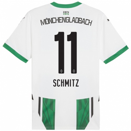 Kandiny Kinderen Louisa Schmitz #11 Wit Groen Thuisshirt Thuistenue 2024/25 T-Shirt