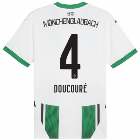 Kandiny Kinderen Mamadou Doucouré #4 Wit Groen Thuisshirt Thuistenue 2024/25 T-Shirt