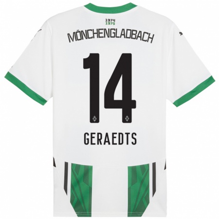 Kandiny Kinderen Kelsey Geraedts #14 Wit Groen Thuisshirt Thuistenue 2024/25 T-Shirt