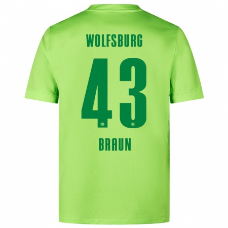 Kandiny Kinderen Manuel Braun #43 Fluorescerend Groen Thuisshirt Thuistenue 2024/25 T-Shirt