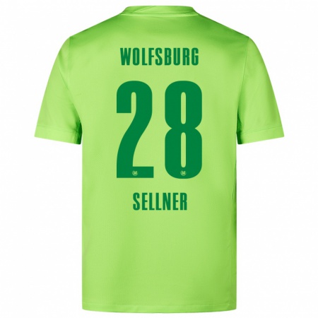 Kandiny Kinderen Tabea Sellner #28 Fluorescerend Groen Thuisshirt Thuistenue 2024/25 T-Shirt