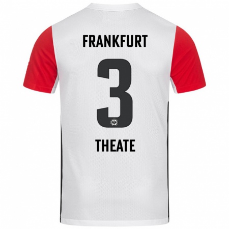 Kandiny Kinderen Arthur Theate #3 Wit Rood Thuisshirt Thuistenue 2024/25 T-Shirt