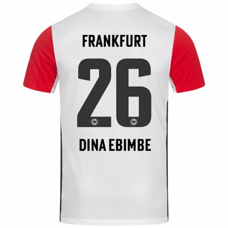 Kandiny Kinderen Junior Dina Ebimbe #26 Wit Rood Thuisshirt Thuistenue 2024/25 T-Shirt