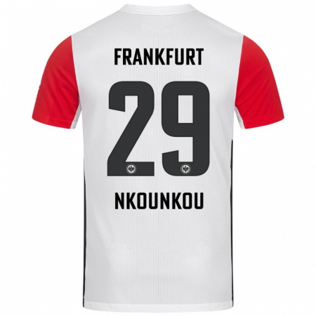 Kandiny Kinderen Niels Nkounkou #29 Wit Rood Thuisshirt Thuistenue 2024/25 T-Shirt