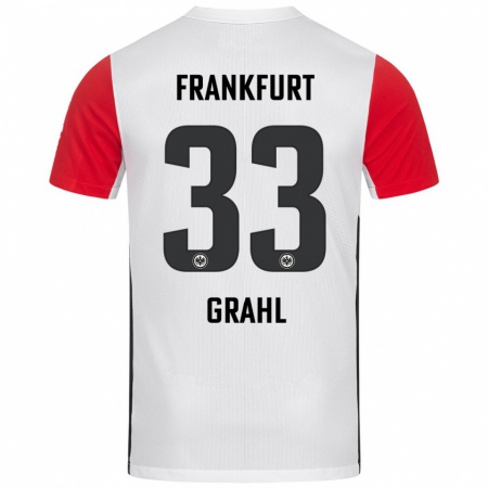 Kandiny Kinderen Jens Grahl #33 Wit Rood Thuisshirt Thuistenue 2024/25 T-Shirt