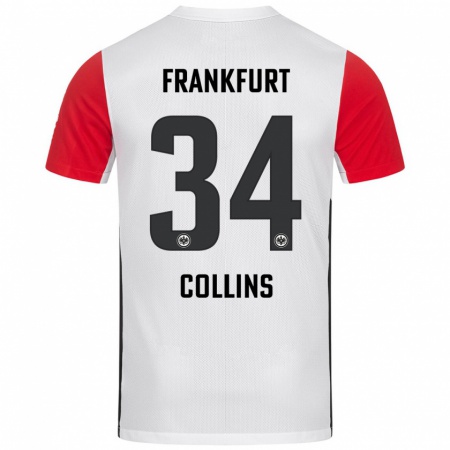 Kandiny Kinderen Nnamdi Collins #34 Wit Rood Thuisshirt Thuistenue 2024/25 T-Shirt