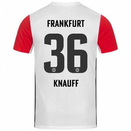 Kandiny Kinderen Ansgar Knauff #36 Wit Rood Thuisshirt Thuistenue 2024/25 T-Shirt