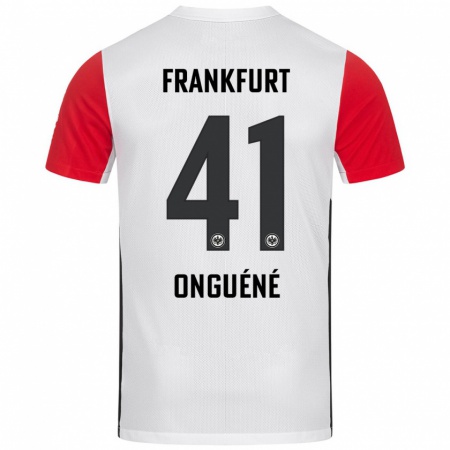 Kandiny Kinderen Jérôme Onguéné #41 Wit Rood Thuisshirt Thuistenue 2024/25 T-Shirt