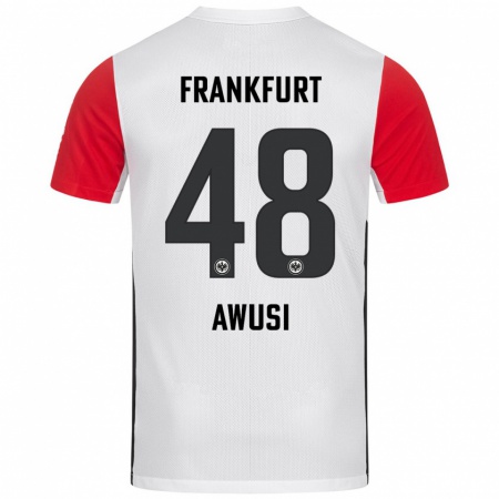 Kandiny Kinderen Junior Awusi #48 Wit Rood Thuisshirt Thuistenue 2024/25 T-Shirt