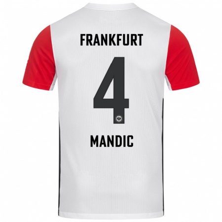 Kandiny Kinderen Kristian Mandic #4 Wit Rood Thuisshirt Thuistenue 2024/25 T-Shirt