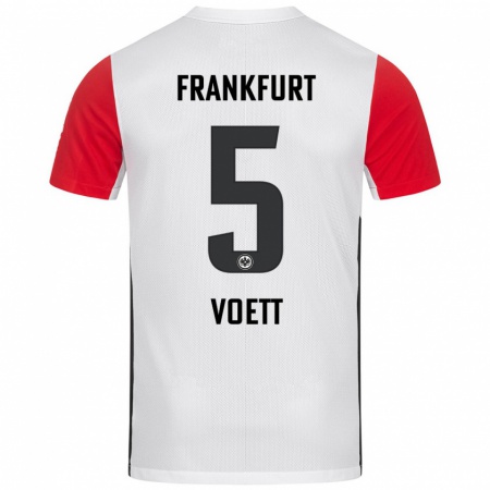 Kandiny Kinderen Johannes Vött #5 Wit Rood Thuisshirt Thuistenue 2024/25 T-Shirt