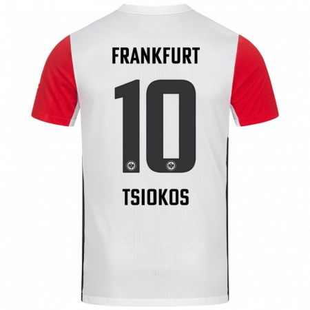 Kandiny Kinderen Leonidas Ilias Tsiokos #10 Wit Rood Thuisshirt Thuistenue 2024/25 T-Shirt