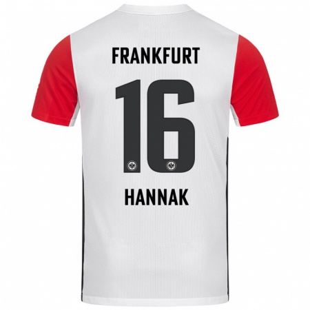 Kandiny Kinderen Tim Hannak #16 Wit Rood Thuisshirt Thuistenue 2024/25 T-Shirt