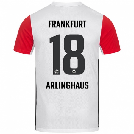 Kandiny Kinderen Max Arlinghaus #18 Wit Rood Thuisshirt Thuistenue 2024/25 T-Shirt