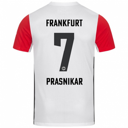 Kandiny Kinderen Lara Prašnikar #7 Wit Rood Thuisshirt Thuistenue 2024/25 T-Shirt