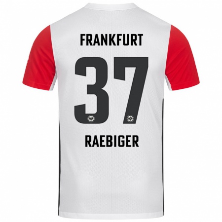 Kandiny Kinderen Sidney Raebiger #37 Wit Rood Thuisshirt Thuistenue 2024/25 T-Shirt