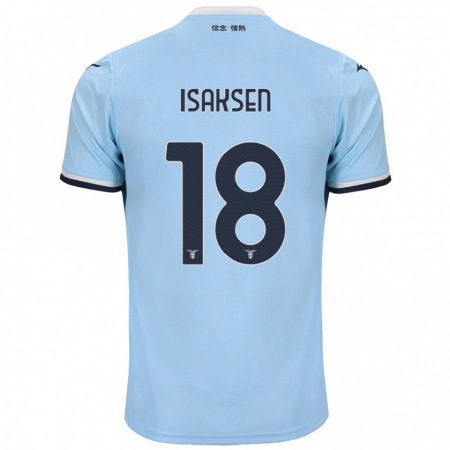 Kandiny Kinderen Gustav Isaksen #18 Blauw Thuisshirt Thuistenue 2024/25 T-Shirt