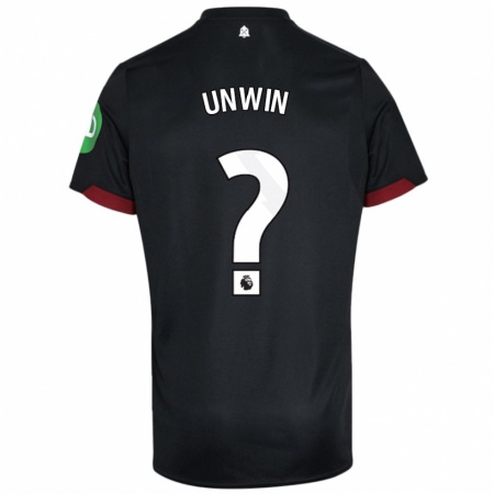 Kandiny Bambino Maglia Jonathan Unwin #0 Nero Bianco Kit Gara Away 2024/25 Maglietta