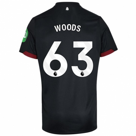 Kandiny Kinderen Archie Woods #63 Zwart Wit Uitshirt Uittenue 2024/25 T-Shirt