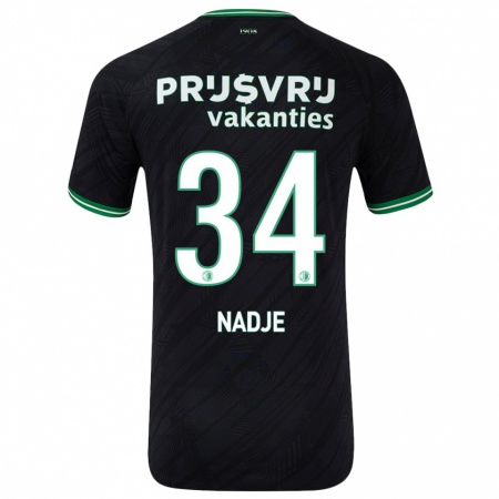 Kandiny Kinderen Chris-Kévin Nadje #34 Zwart Groen Uitshirt Uittenue 2024/25 T-Shirt