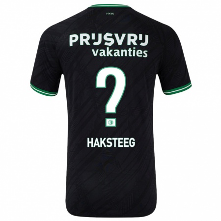 Kandiny Bambino Maglia Tim Haksteeg #0 Nero Verde Kit Gara Away 2024/25 Maglietta