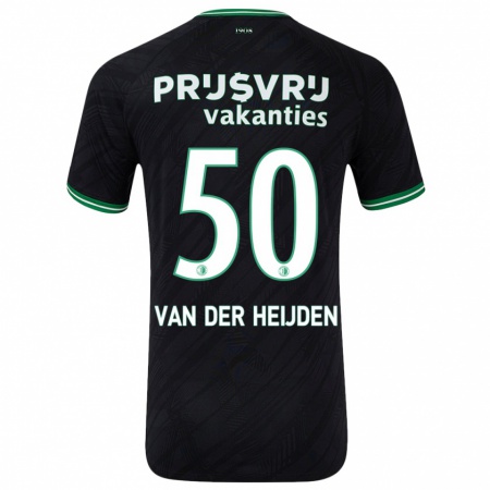 Kandiny Kinderen Délano Van Der Heijden #50 Zwart Groen Uitshirt Uittenue 2024/25 T-Shirt