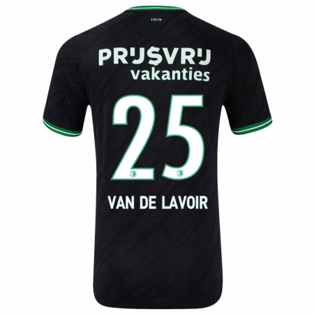 Kandiny Bambino Maglia Romeé Van De Lavoir #25 Nero Verde Kit Gara Away 2024/25 Maglietta