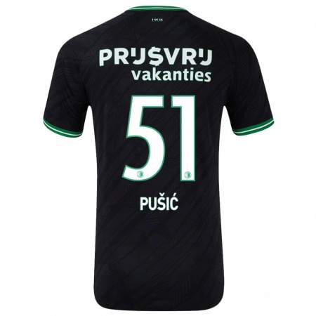 Kandiny Kinderen Noah Pušić #51 Zwart Groen Uitshirt Uittenue 2024/25 T-Shirt