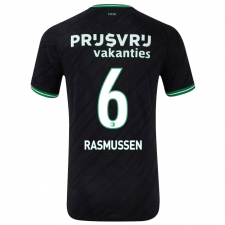 Kandiny Bambino Maglia Jacob Rasmussen #6 Nero Verde Kit Gara Away 2024/25 Maglietta