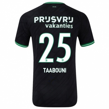 Kandiny Bambino Maglia Mohamed Taabouni #25 Nero Verde Kit Gara Away 2024/25 Maglietta