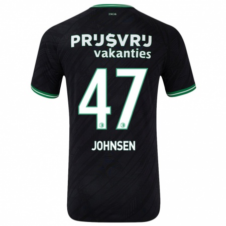 Kandiny Bambino Maglia Mikael Torset Johnsen #47 Nero Verde Kit Gara Away 2024/25 Maglietta