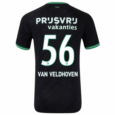 Kandiny Kinderen Kars Van Veldhoven #56 Zwart Groen Uitshirt Uittenue 2024/25 T-Shirt