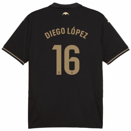 Kandiny Kinderen Diego López #16 Zwart Uitshirt Uittenue 2024/25 T-Shirt