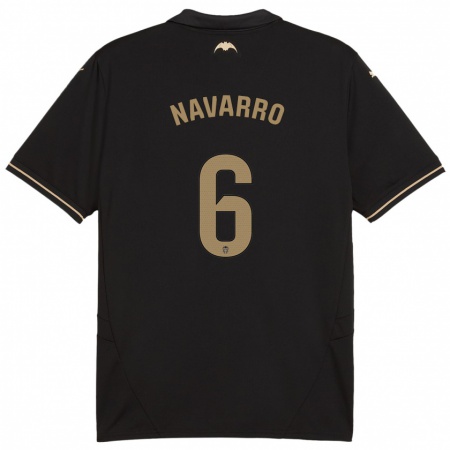 Kandiny Kinderen Javi Navarro #6 Zwart Uitshirt Uittenue 2024/25 T-Shirt