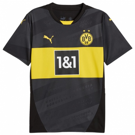 Kandiny Kinderen Anas Mahjoubi #14 Zwart Geel Uitshirt Uittenue 2024/25 T-Shirt