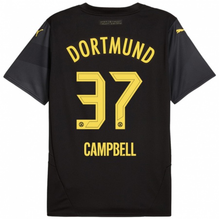 Kandiny Bambino Maglia Cole Campbell #37 Nero Giallo Kit Gara Away 2024/25 Maglietta