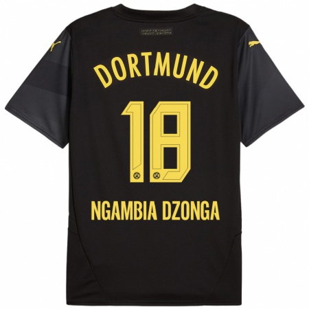 Kandiny Kinderen Diego Ngambia #18 Zwart Geel Uitshirt Uittenue 2024/25 T-Shirt