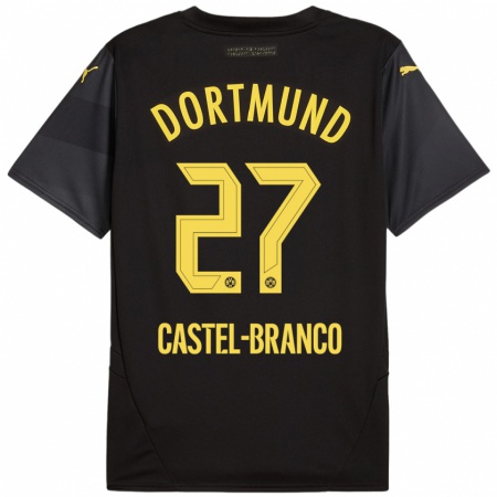 Kandiny Kinderen Diego Castel-Branco #27 Zwart Geel Uitshirt Uittenue 2024/25 T-Shirt