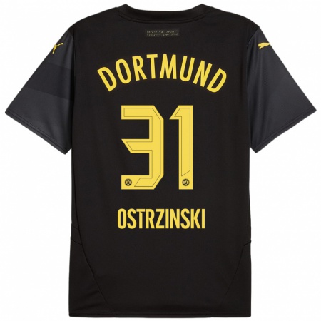 Kandiny Bambino Maglia Silas Ostrzinski #31 Nero Giallo Kit Gara Away 2024/25 Maglietta