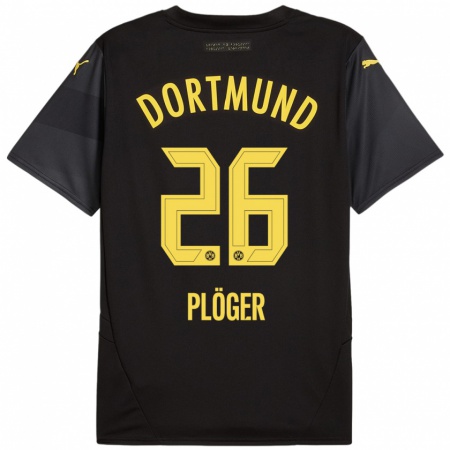 Kandiny Kinderen Dustin Plöger #26 Zwart Geel Uitshirt Uittenue 2024/25 T-Shirt