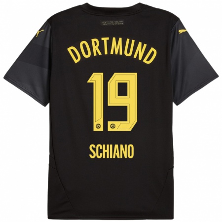 Kandiny Kinderen Emilio Schiano #19 Zwart Geel Uitshirt Uittenue 2024/25 T-Shirt