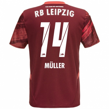 Kandiny Kinderen Hannes Müller #14 Bordeauxrood Uitshirt Uittenue 2024/25 T-Shirt