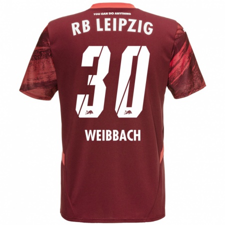 Kandiny Bambino Maglia Noah Weißbach #30 Borgogna Kit Gara Away 2024/25 Maglietta