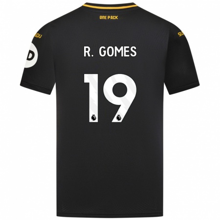 Kandiny Kinderen Rodrigo Gomes #19 Zwart Uitshirt Uittenue 2024/25 T-Shirt