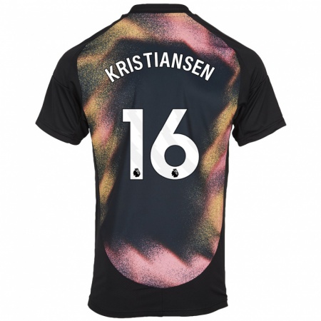 Kandiny Kinderen Victor Kristiansen #16 Zwart Wit Uitshirt Uittenue 2024/25 T-Shirt